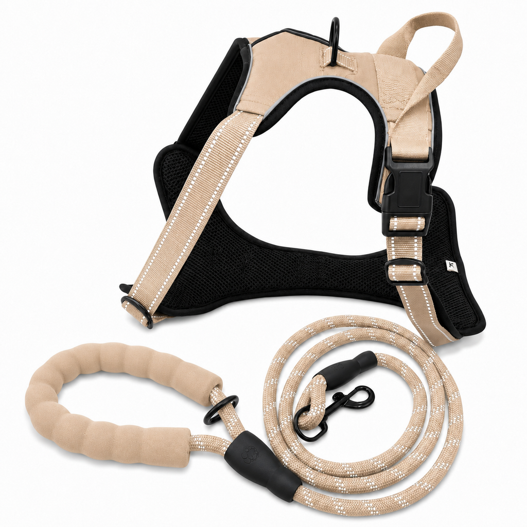 BAYN Luxury No-Pull Dog Harness & Leash Set – Sand Beige