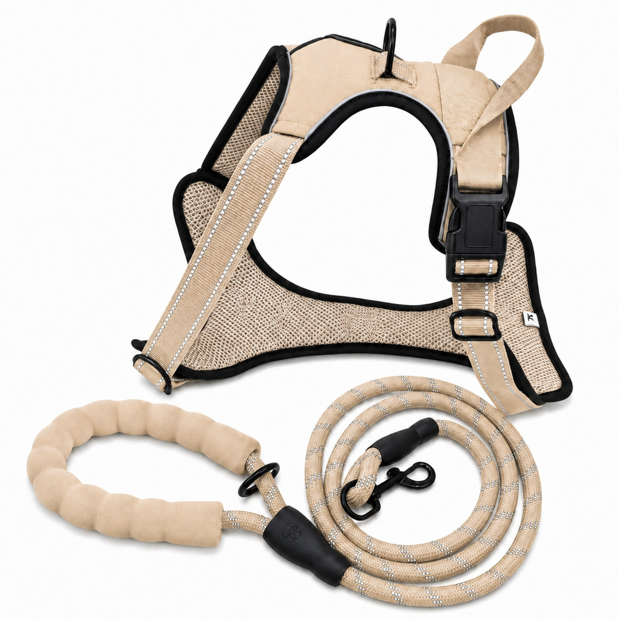BAYN Luxury No-Pull Dog Harness & Leash Set – Sand Beige