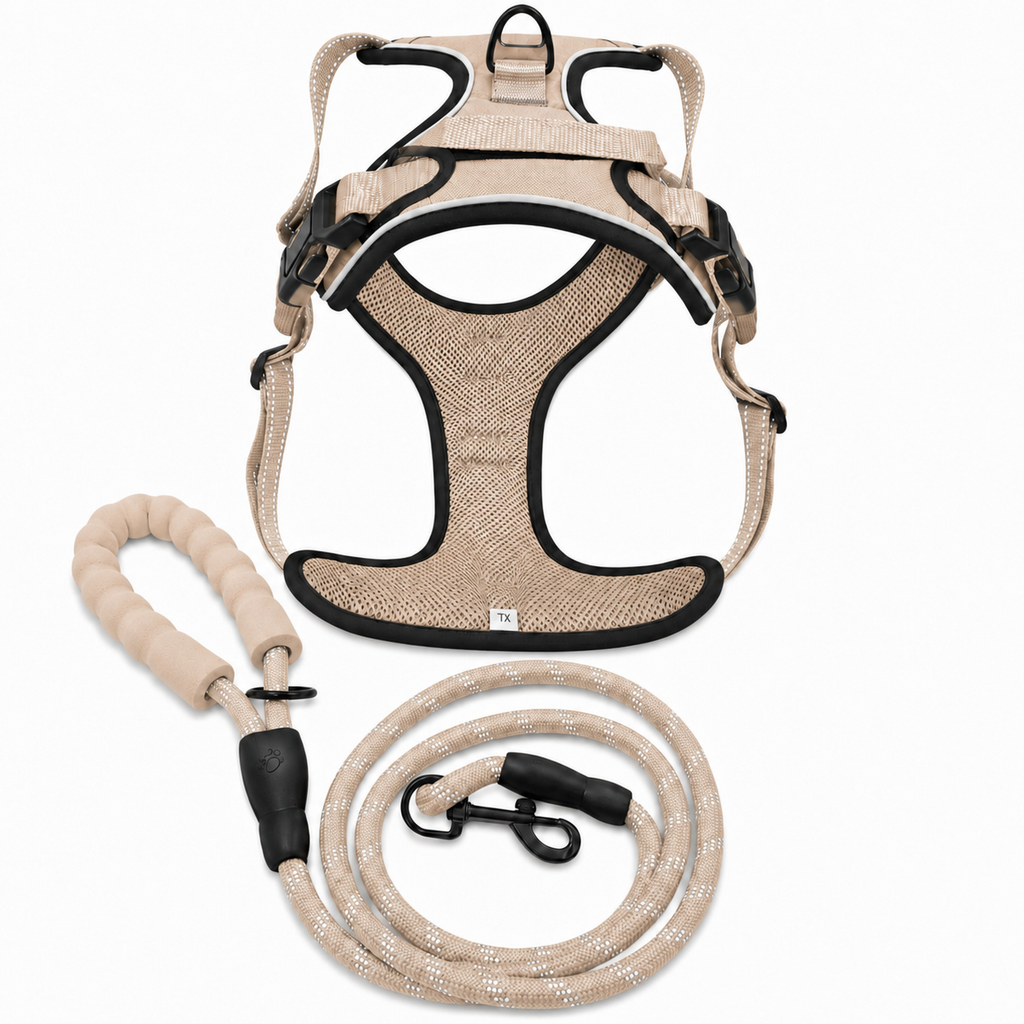 BAYN Luxury No-Pull Dog Harness & Leash Set – Sand Beige