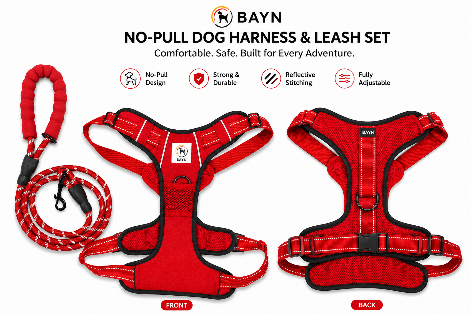 BAYN No-Pull Dog Harness & Leash Set