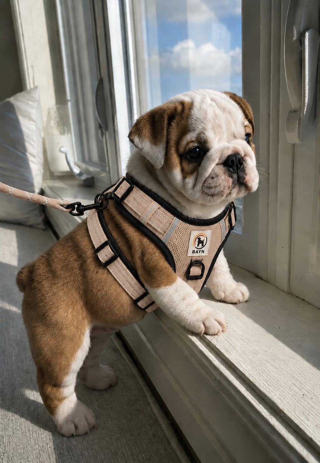 BAYN Luxury No-Pull Dog Harness & Leash Set – Sand Beige